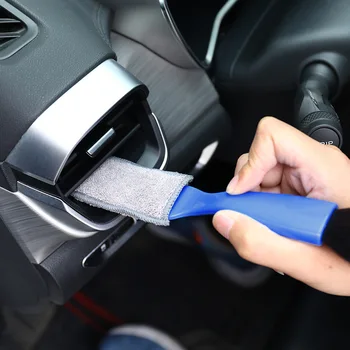 Щетка для очистки воздуховыпуска автомобиля, двухголовочная щетка для удаления пыли, мягкая щетка для приборной панели автомобиля