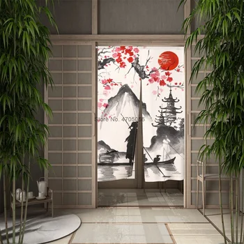 Китайская живопись тушью Цветы Птицы Насекомые Рыбы Дверные занавески для кухни Спальни Полиэфирные шторы для затенения дверей домашнего декора