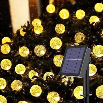 Рождественский декор на открытом воздухе 5 м Светодиодные гирлянды на солнечных батареях с 20 светодиодами в виде хрустальных шаров для сада и патио
