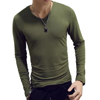 B8704, модная горячая распродажа, Классическая футболка с длинным рукавом, мужские футболки для фитнеса, облегающие рубашки, дизайнерские однотонные футболки, топы.