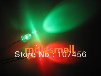 100 шт./лот 5 мм мигающий красный/зеленый светодиод-вспышка LED (10000 мкд) 5 мм мигающий красный/зеленый светодиод 5 мм светодиодная вода прозрачная линза