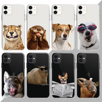 Леопардовая Собака Антилопа Чехол для Телефона Iphone 14 13 Mini 12 11 Pro Max 8 7 Plus X XS XR SE 2020 Чехол Cute Animal Smile Funda