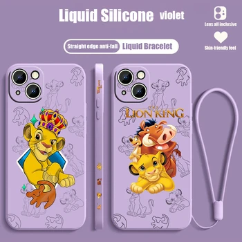 НОВЫЙ Disney The Lion King Для Apple iPhone 15 14 13 12 11 XS XR X 8 7 Pro Max Plus Mini С Жидкой Левой Веревкой Чехол Для Телефона