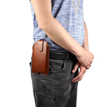 Универсальный чехол для мобильного телефона, защитный чехол для мужского телефона, подвесная поясная сумка из воловьей кожи для альпинизма на открытом воздухе, поясная сумка для вертикального ношения