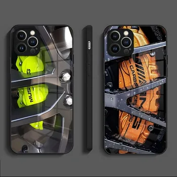 Спортивный Автомобиль Rim Ступица Колеса Чехол Для Телефона Стеклянный Для iPhone 13 12 Mini 11 14 Pro Max X XR XS Max 8 7 6s Plus SE 2020 Чехол