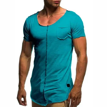 Однотонная мужская футболка B6000 с коротким рукавом, повседневные летние футболки, мужские футболки для фитнеса