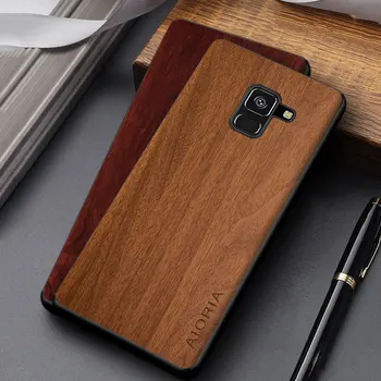 Чехол для Samsung Galaxy A8 2018 A8 Plus coque простой дизайн прочный легкий чехол из искусственной кожи с рисунком дерева