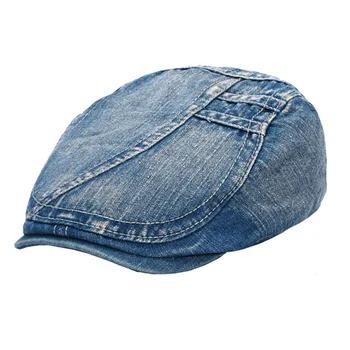 2023 Повседневная ковбойская плоская кепка, Винтажная джинсовая ткань, повседневная Кепка-берет с козырьком для женщин, мужчин, Высококачественная Модная джинсовая шляпа в стиле ретро