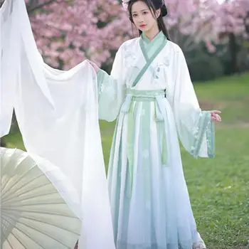 Женское Древнее Китайское Платье для Косплея с цветочной вышивкой, оригинальное платье Династии Тан Ханьфу