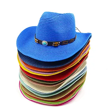Летняя мужская и женская ковбойская шляпа, Полая джазовая соломенная шляпа, мужская шляпа для рыбалки на открытом воздухе, шляпа с солнцезащитным козырьком, мужская ковбойская шляпа