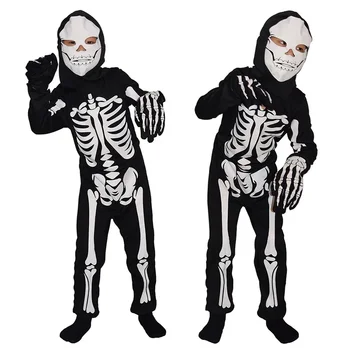 Детский костюм на Хэллоуин, комбинезон для косплея со скелетом-черепом, Призрачная кость, страшная одежда со скелетом, карнавальные костюмы на Хэллоуин для детей