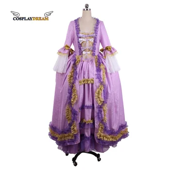 Средневековая революция Георгианская эпоха Викторианский бальный костюм платье в стиле рококо 18 века Фиолетовое платье Марии-Антуанетты
