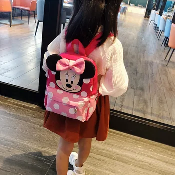 Детский школьный рюкзак с Микки Диснеем, Мультяшный Детский сад, Мужская Женская Детская сумка через плечо, Розовая сумка с Минни, Детские Милые Маленькие Рюкзаки