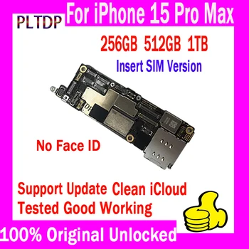 Версия для вставки SIM-карты для iPhone 15 Pro Max Оригинальная разблокировка материнской платы 256G/ 512G Logic Основная плата с полным набором чипов Система IOS