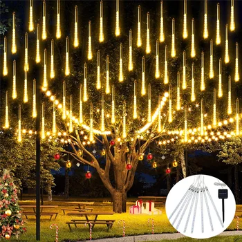Солнечный метеоритный дождь, дождевые фонари, 8 трубчатых 96/144 светодиодов, светодиодный гирляндный светильник для рождественской елки, украшения свадебной вечеринки