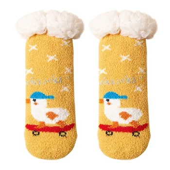 Детские Зимние утолщенные теплые и флисовые детские нескользящие носки для пола Детские осенне-зимние хлопчатобумажные носки из овечьего флиса