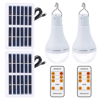 1Set LED Солнечная Электрическая Лампочка Кемпинг Солнечная Палатка Лампа + Пульт Дистанционного Управления Для Внутреннего Наружного использования