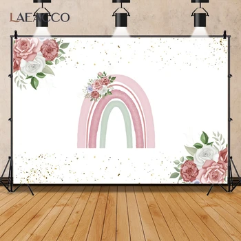 Изготовленный на заказ розовый радужный мост, акварельные цветы, фотопостер на День рождения, баннер, фон для фотосъемки, реквизит для декора фотостудии