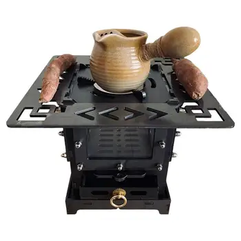 Походная печь на дровах, быстрее нагревающаяся Металлическая печь для приготовления чая и угля, Многоцелевая Ветрозащитная дровяная печь для наружного / домашнего использования