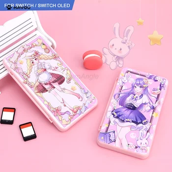 Новое Поступление 24in-1 Розовая Портативная Коробка Для Карт Cute Girl с Защитным Чехлом TF Solt Для Nintendo Switch/Oled Аксессуары