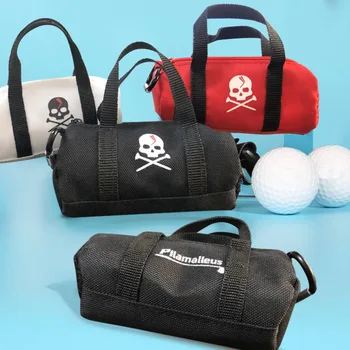 Небольшая сумка для хранения гольфа с рисунком скелета, вместительная сумка для мини-мячей для гольфа, портативная легкая сумка для хранения мячей для гольфа