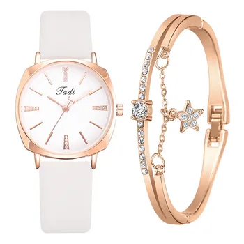 Модные повседневные часы Jadi из сплава, маленькие изысканные женские кварцевые часы-браслет, набор аксессуаров для женщин часы женские подарочные часы