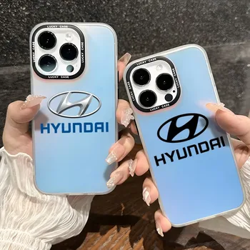 Корейский Автомобиль Hyundai Чехол Для Телефона iPhone 15 11 14 13 Pro Max 12 X XR XS 8 7 Plus Gradient IMD Funda Прозрачная Матовая Крышка