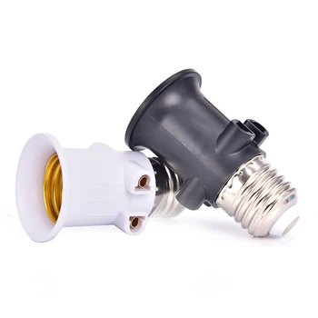 1 ШТ Огнеупорная Лампа PBT E27 Адаптер Лампы Держатель Лампы для Преобразования Базовой Розетки EU Plug в Розетку EU Plug 7,5 см * 4,3 см ABS + Металл