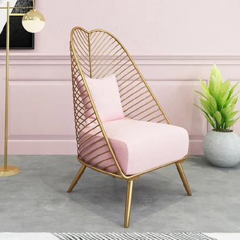 Скандинавский роскошный золотой диван для отдыха, железный стул с полой спинкой, дизайн односпальных диванов, стульев, мебель для гостиной, настраиваемая