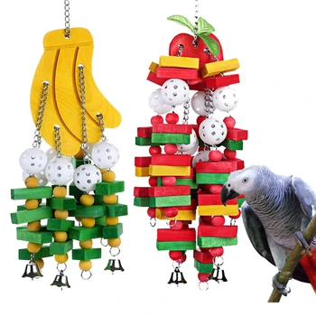 Игрушка для жевания птиц, игрушка для укуса в клетке для попугаев, зоотовары для какаду, Африканские Серые попугаи Ара, большая птица, игрушка для попугаев, Натуральные Деревянные блоки