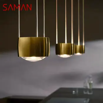 Подвесной светильник SAMAN Nordic Creative LED Vintage Simple Gold Small Light для домашней столовой спальни Прикроватного декора