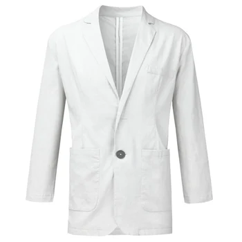 2023 Новый модный мужской костюм, 1 шт. (только куртка), летний весенний блейзер, высококачественное дышащее хлопчатобумажное льняное пальто с одним низом