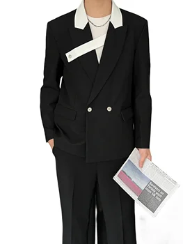 Модный мужской костюм в корейском стиле, модный мужской блейзер, оригинальный стильный комплект из высококачественных пиджака и брюк
