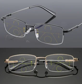 Мультифокальные прогрессивные очки для чтения Мужские титановые очки для чтения с защитой от синего излучения Женские Очки