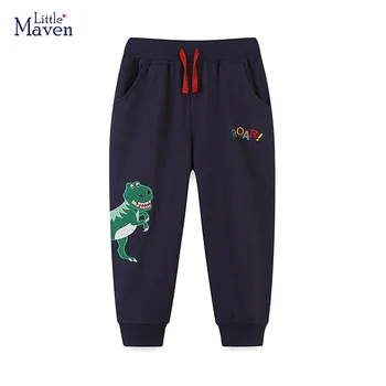 Little maven / Корейская детская одежда 2023, одежда для подростков, осенние штаны с динозаврами для маленьких мальчиков, Хлопковые брюки для детей