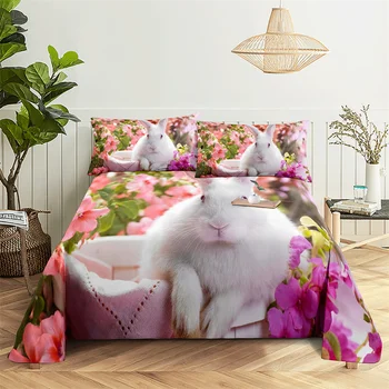 Комплект постельного белья Cute Rabbit Queen Великолепная девушка, Комплект постельного белья для женской комнаты, простыни и наволочки, постельное белье, комплект плоских простыней