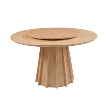 Сочетание круглого обеденного стола и стула из ротанга из массива дерева ресторанный бревенчатый поворотный стол обеденный стол для маленькой квартиры