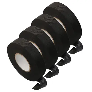 4 рулона ленты для жгута проводов из автомобильной ткани - прочная адгезия, черная изоляция, фиксированное шумоподавление