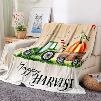 Акварельное одеяло для грузовика в стиле Ретро на Хэллоуин, теплые Мягкие осенние цветы, тыквы, фланелевый плед для подарков на диван-кровать