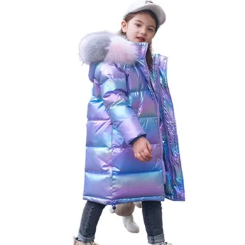 Фиолетовая куртка для девочки, детская зимняя одежда, детская верхняя одежда, парка, пальто из искусственного меха, зимний комбинезон, Doudoune Fille, зимняя одежда