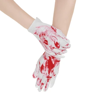 Угрожающие перчатки с кровавым принтом для косплея на Хэллоуин для устрашающего вида