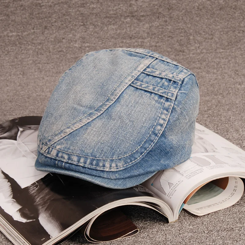 2023 Повседневная ковбойская плоская кепка, Винтажная джинсовая ткань, повседневная Кепка-берет с козырьком для женщин, мужчин, Высококачественная Модная джинсовая шляпа в стиле ретро