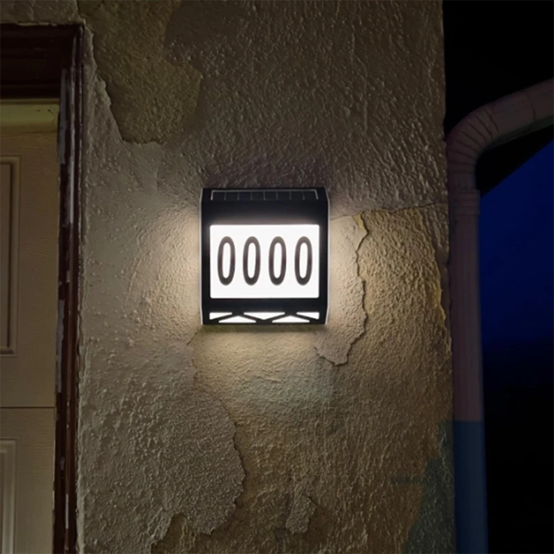 Водонепроницаемый уличный знак, Солнечный цифровой номер освещения дома, настенный светильник, адресный знак, номерная табличка, подходит для сада Прочный