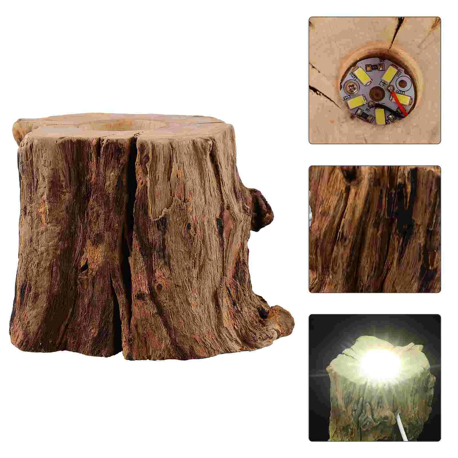 Деревянная подставка для хрустального шара в форме пня, подставка для ночника, USB-держатель для зарядки светодиодной лампы