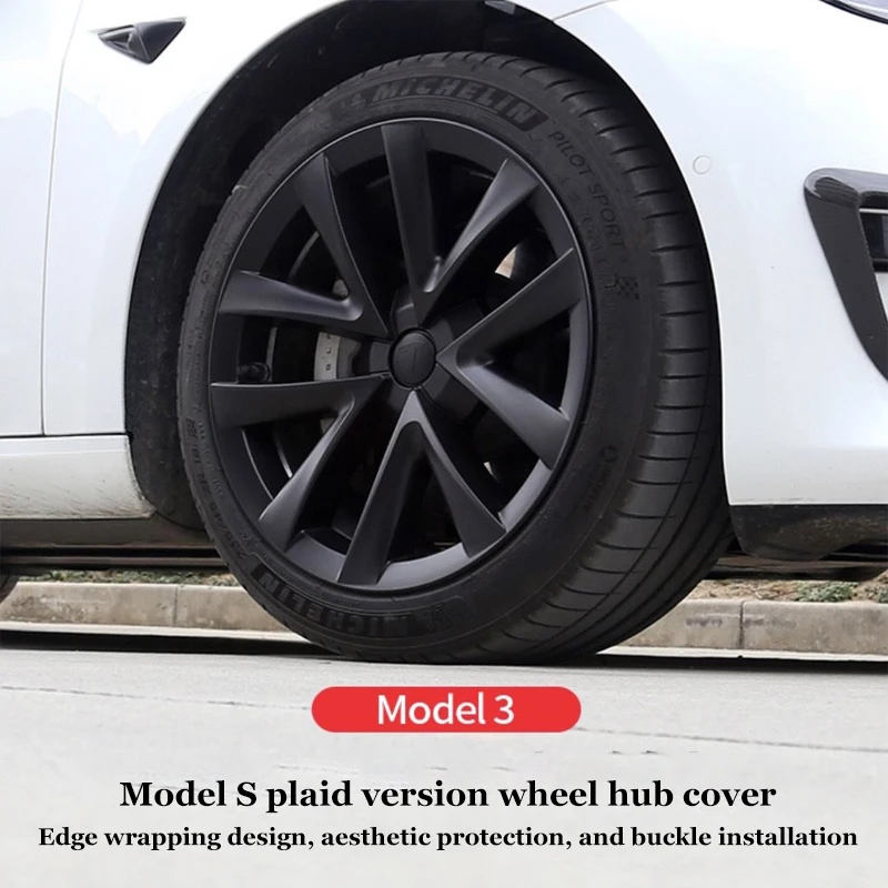Колпачок ступицы колеса для Tesla Model 3 2017-2023 18-дюймовый комплект для замены колпачка колеса из АБС-пластика Performance Wheel Cover Имитирует модели Plaid