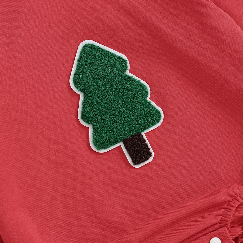 Рождественская толстовка с капюшоном для маленьких мальчиков и девочек, комбинезон с капюшоном с длинным рукавом, боди с вышивкой в виде Рождественской елки с карманом
