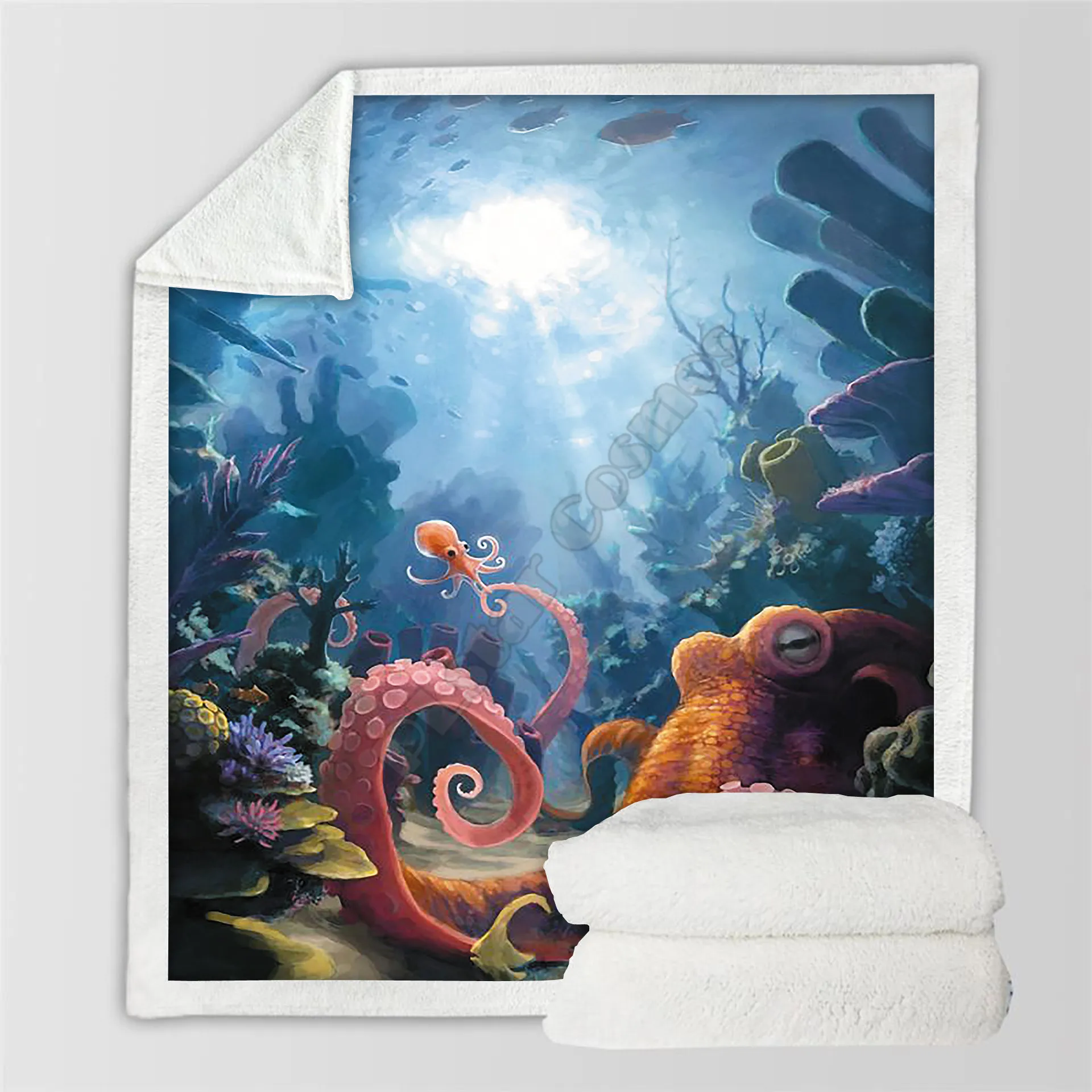 Флисовое одеяло Plstar Cosmos Octopus с 3D принтом Шерп Одеяло на кровать Домашний текстиль Сказочный стиль-2