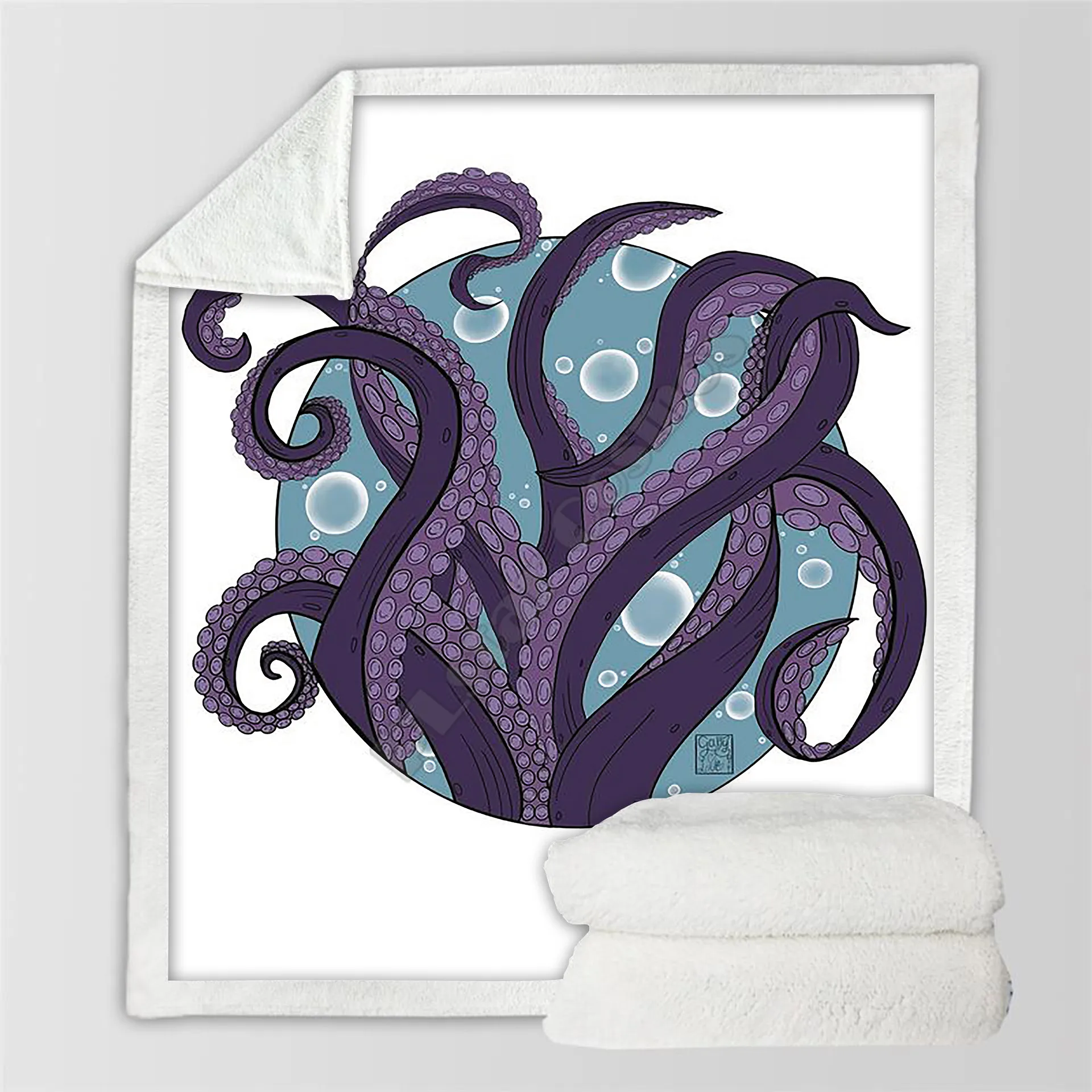 Флисовое одеяло Plstar Cosmos Octopus с 3D принтом Шерп Одеяло на кровать Домашний текстиль Сказочный стиль-2
